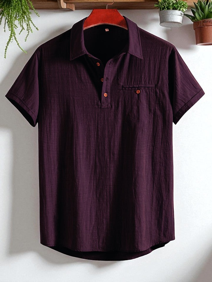 Premium Cotton Spread Collar Katua Shirt Deep Plum Colour