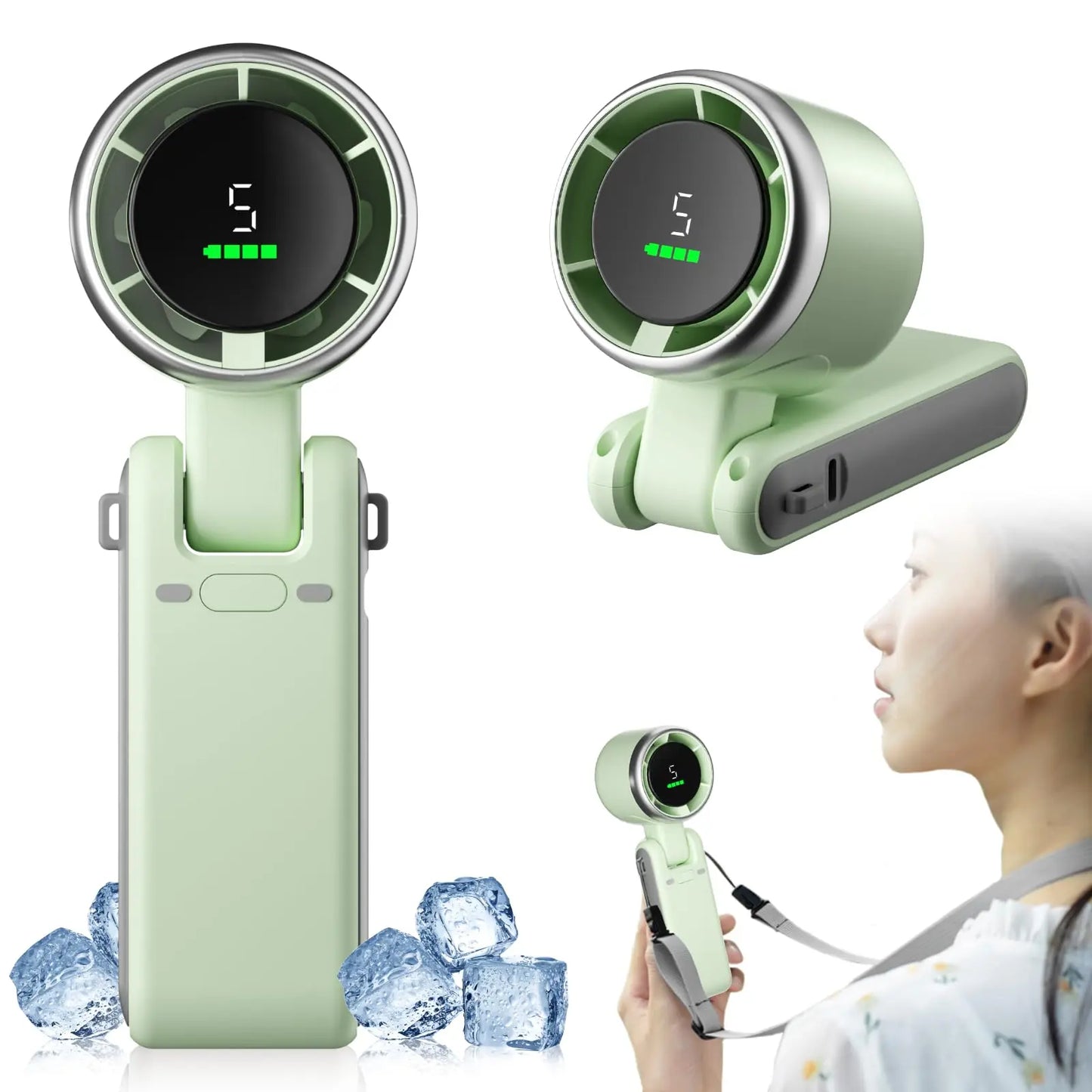 Portable Foldable Turbo Cooling Fan – Rechargeable Mini Fan (Sea Green Edition)