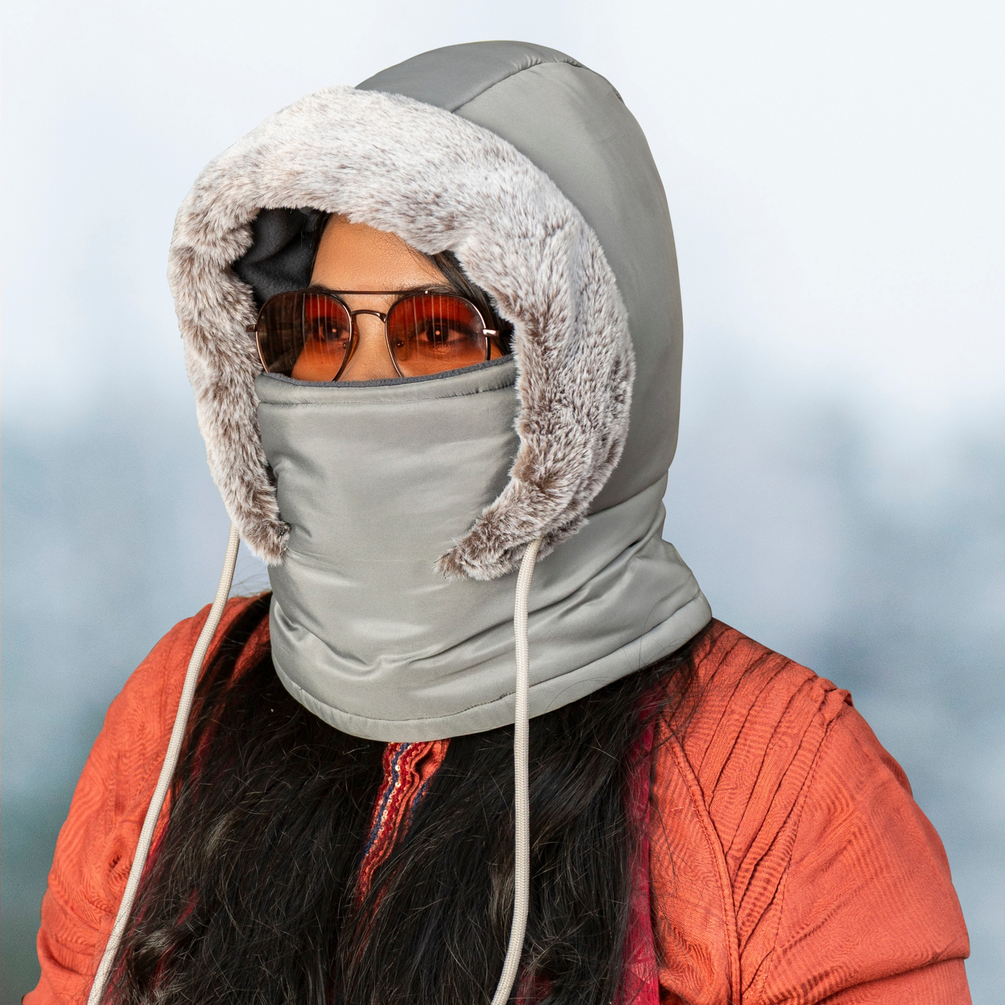 Winter Hood Cap Ash colour