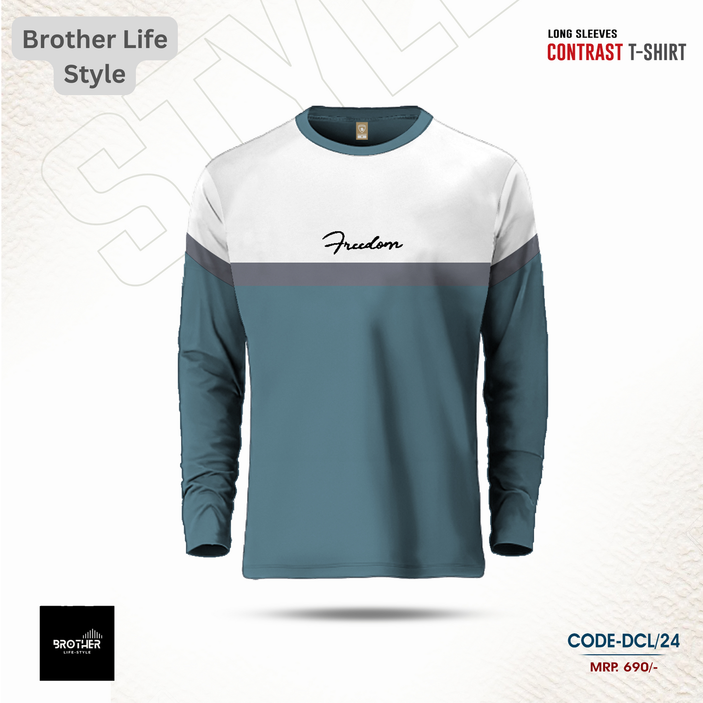 Mens Premium Designer Edition Full Sleeve T Shirt - LIGHTPETROL SBD 470