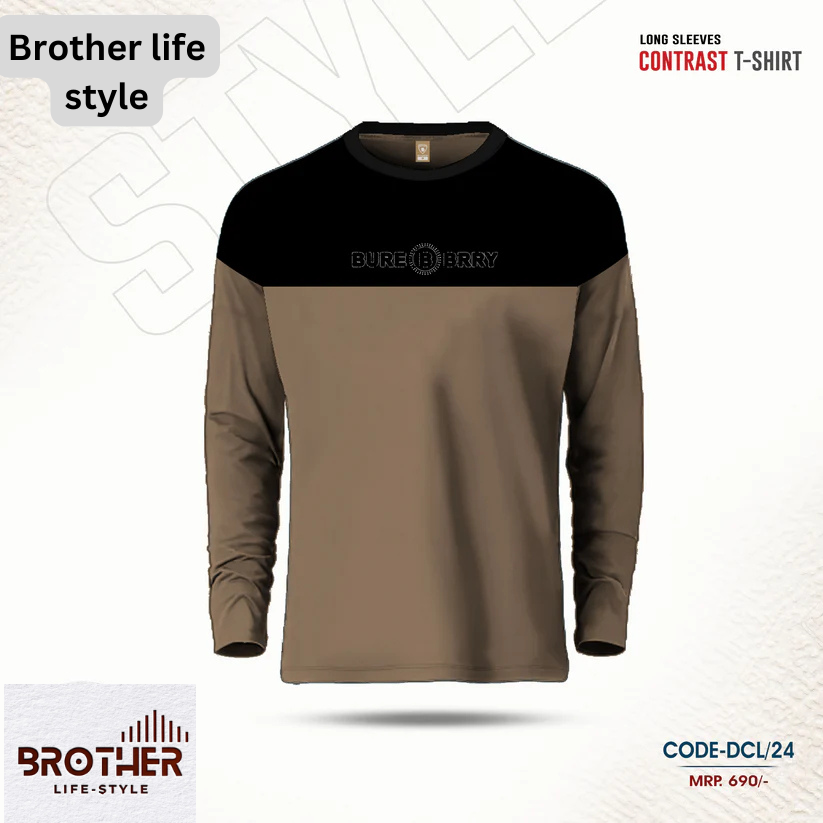 Mens Premium Designer Edition Full Sleeve T Shirt-BROWN SBD 480