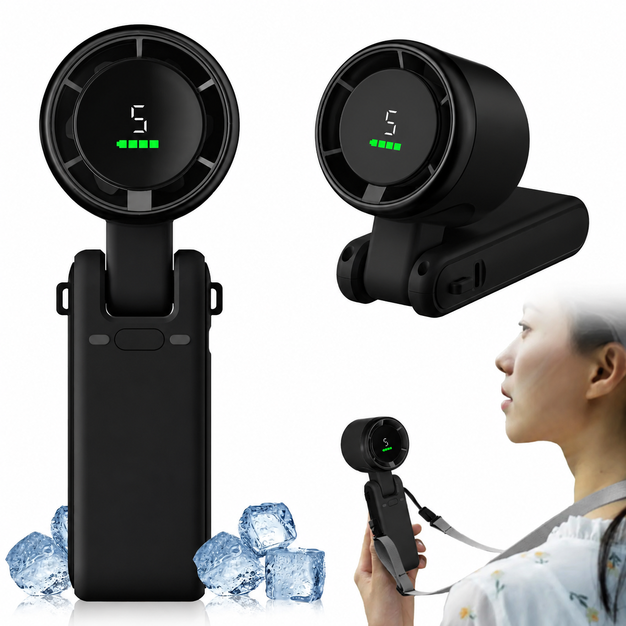 Portable Foldable Turbo Cooling Fan – Rechargeable Mini Fan (Black Edition)