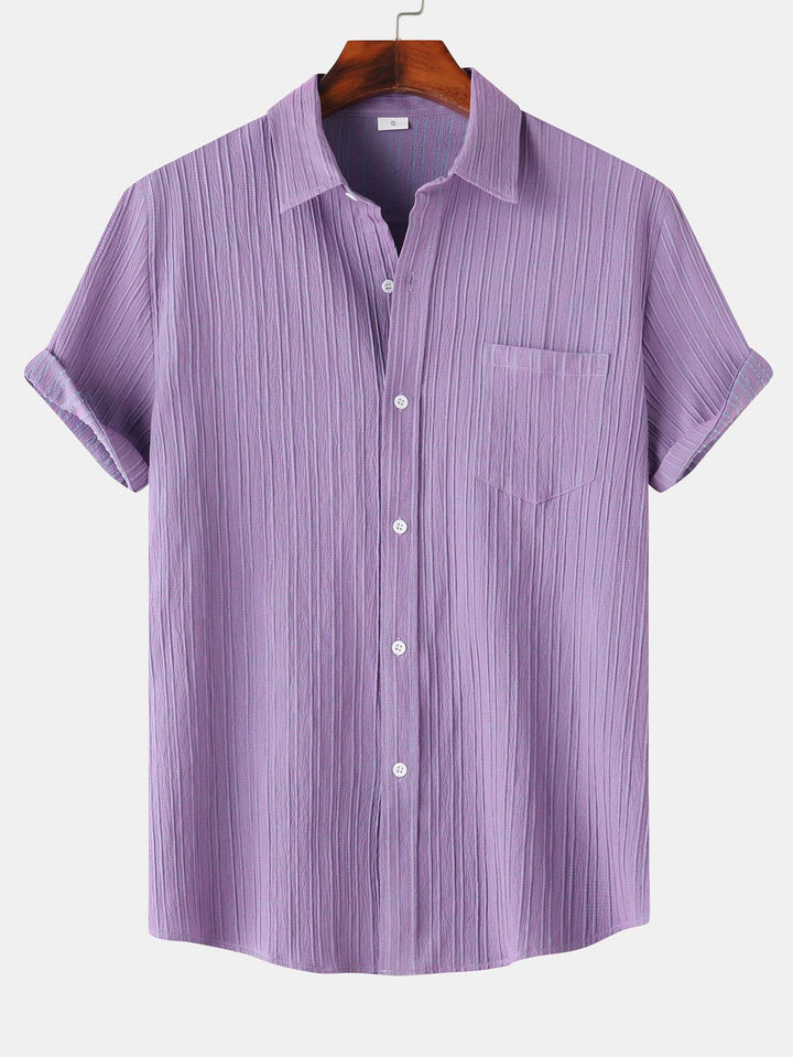 Light Purple Half Sleeve Striped Texture Viscose Premium Shirt