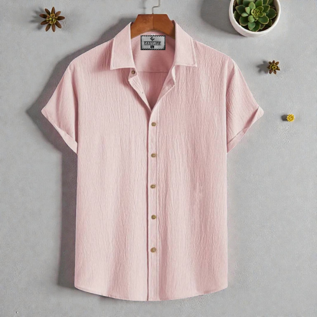 Pink Colour Premium Zafran Cotton Half Sleeve Shirt