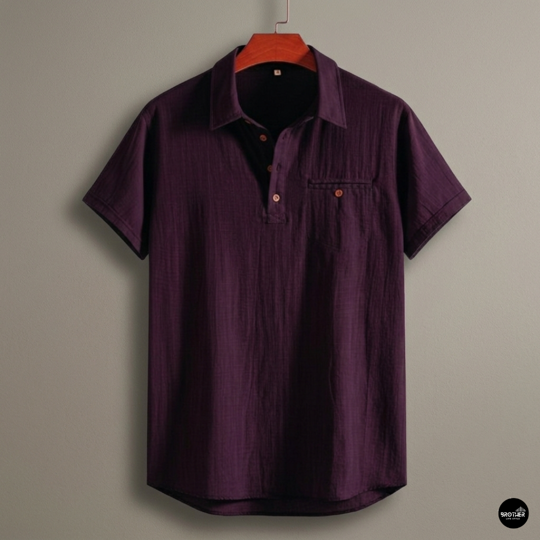 Premium Cotton Spread Collar Katua Shirt Deep Plum Colour
