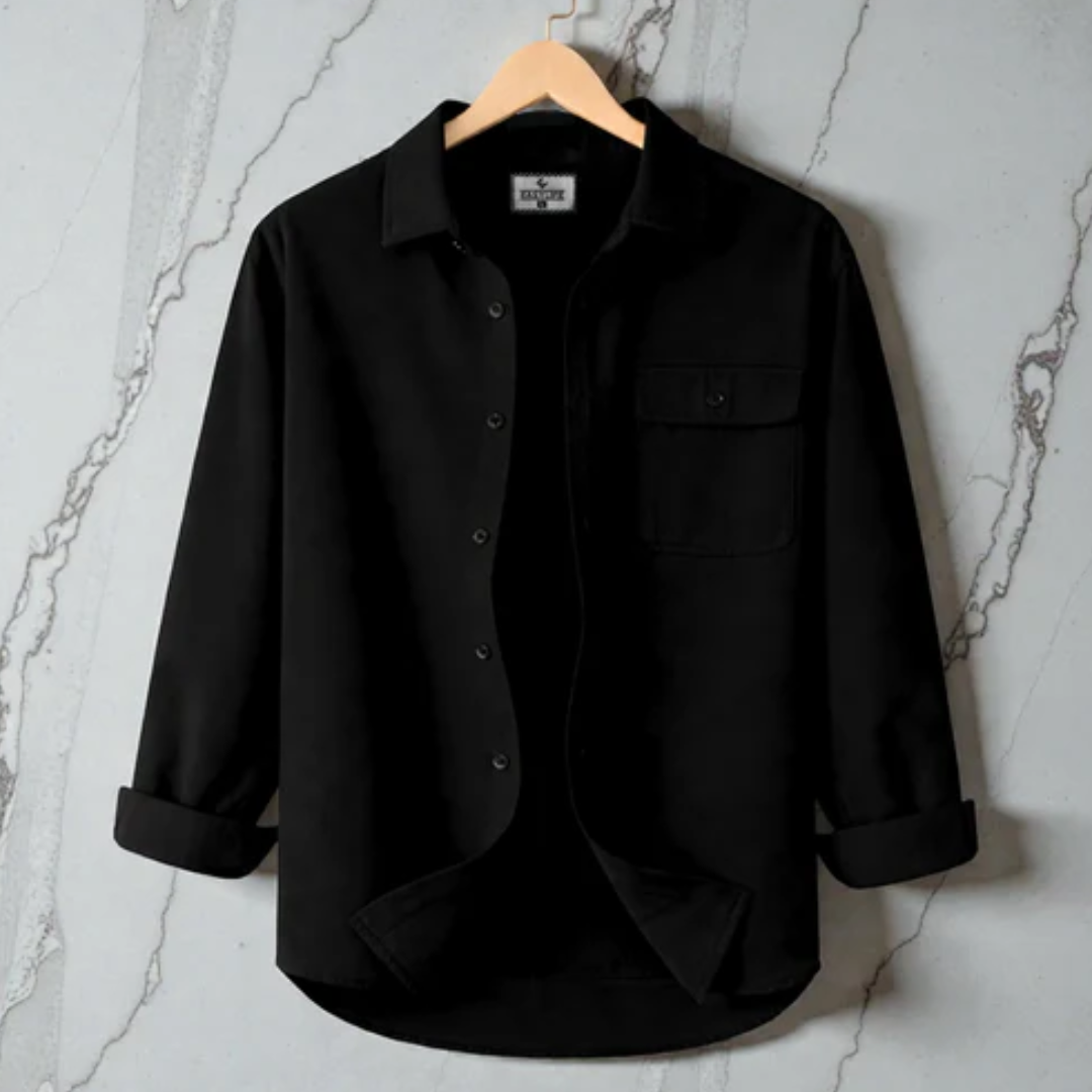 Black Colour Single Pocket Full Sleeve Shirt