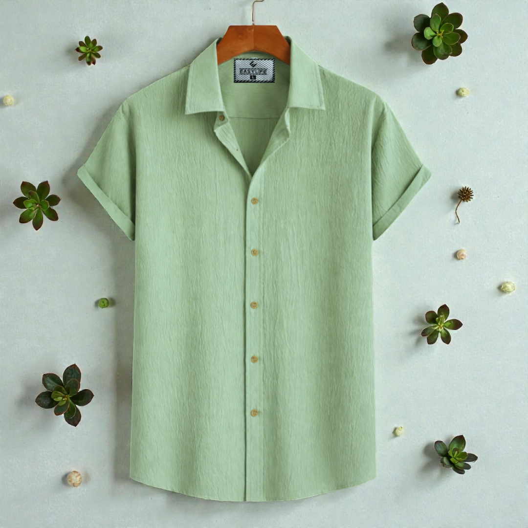 Lemon Colour Premium Zafran Cotton Half Sleeve Shirt