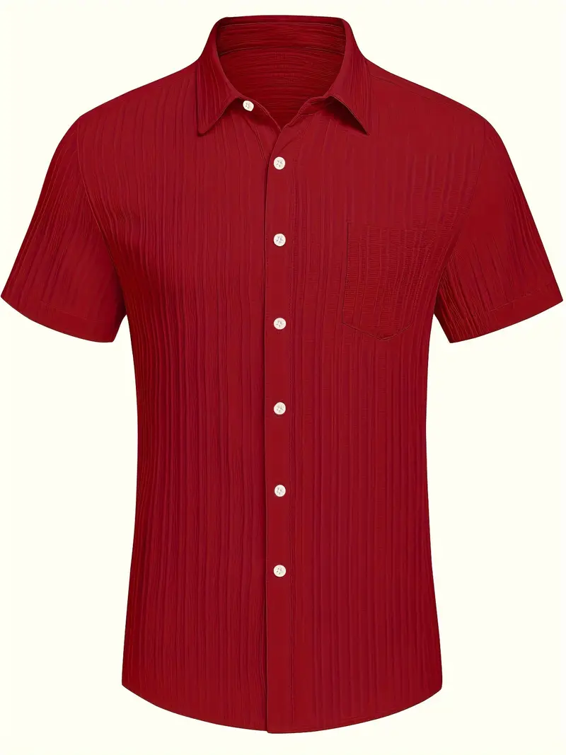 Maroon Half Sleeve Striped Texture Viscose Premium Shirt