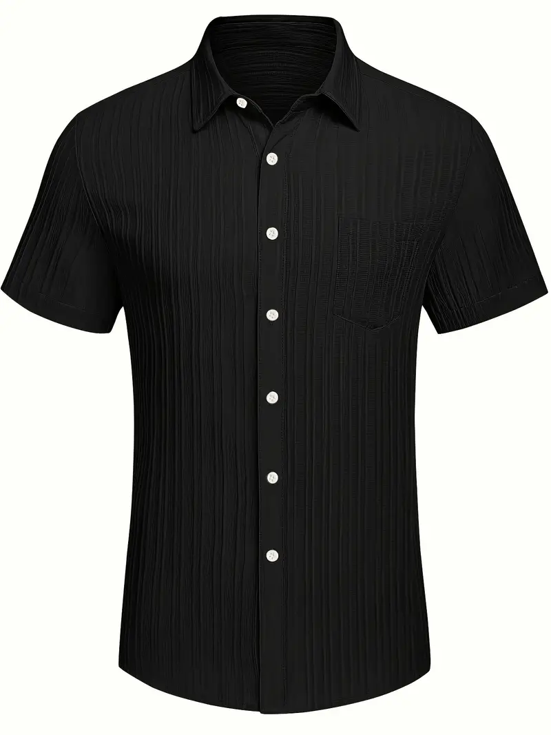 Black Half Sleeve Striped Texture Viscose Premium Shirt