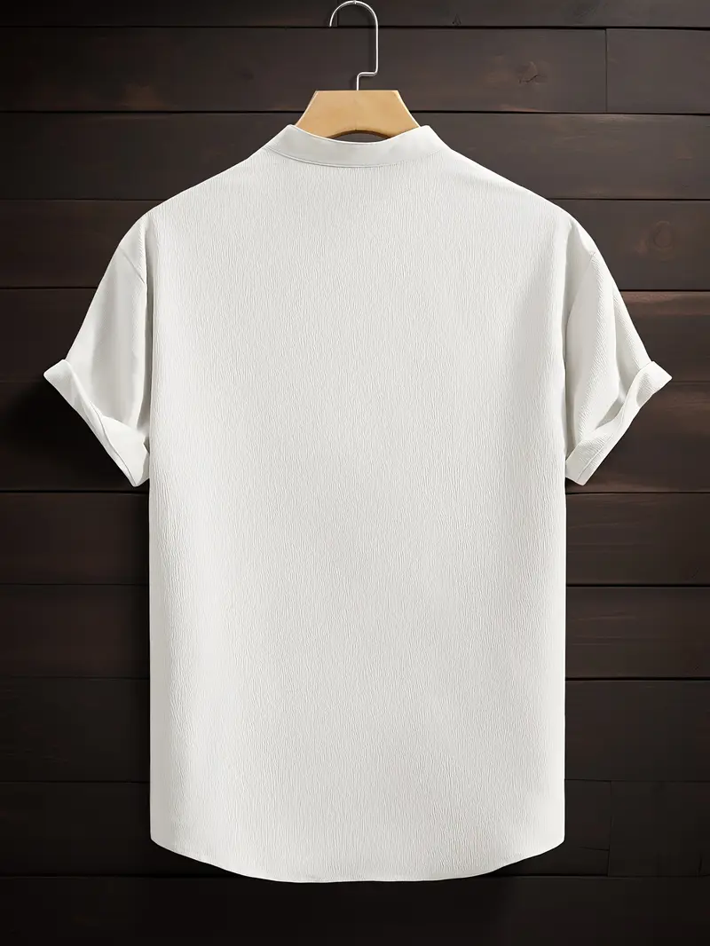 Saffron Cotton White Band Collar Solid Shirt