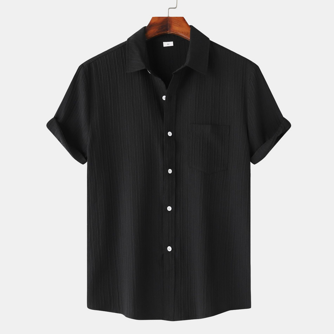 Black Half Sleeve Striped Texture Viscose Premium Shirt