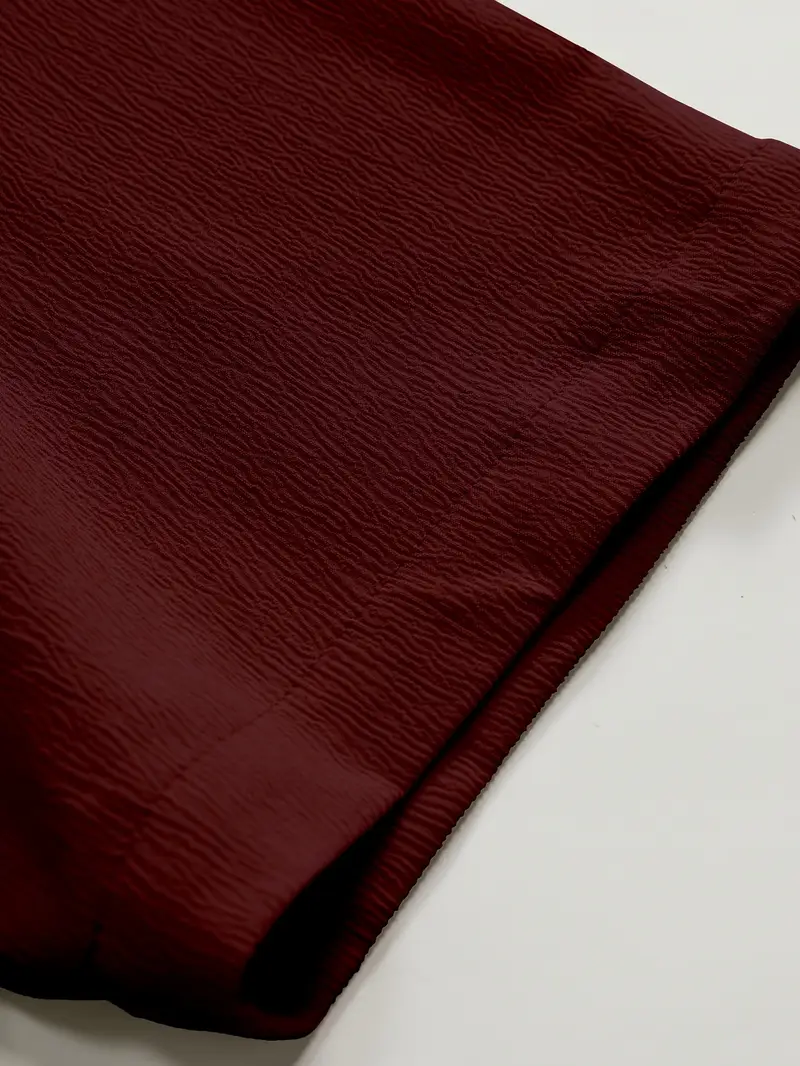 Saffron Cotton Maroon Band Collar Solid Shirt