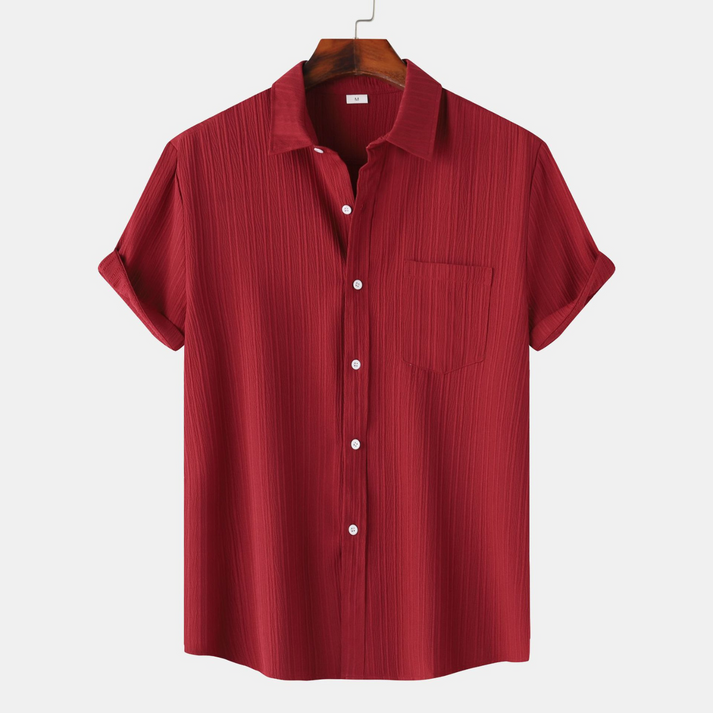 Maroon Half Sleeve Striped Texture Viscose Premium Shirt