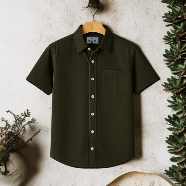 Olive Colour Half Sleeve Cotton Shirt