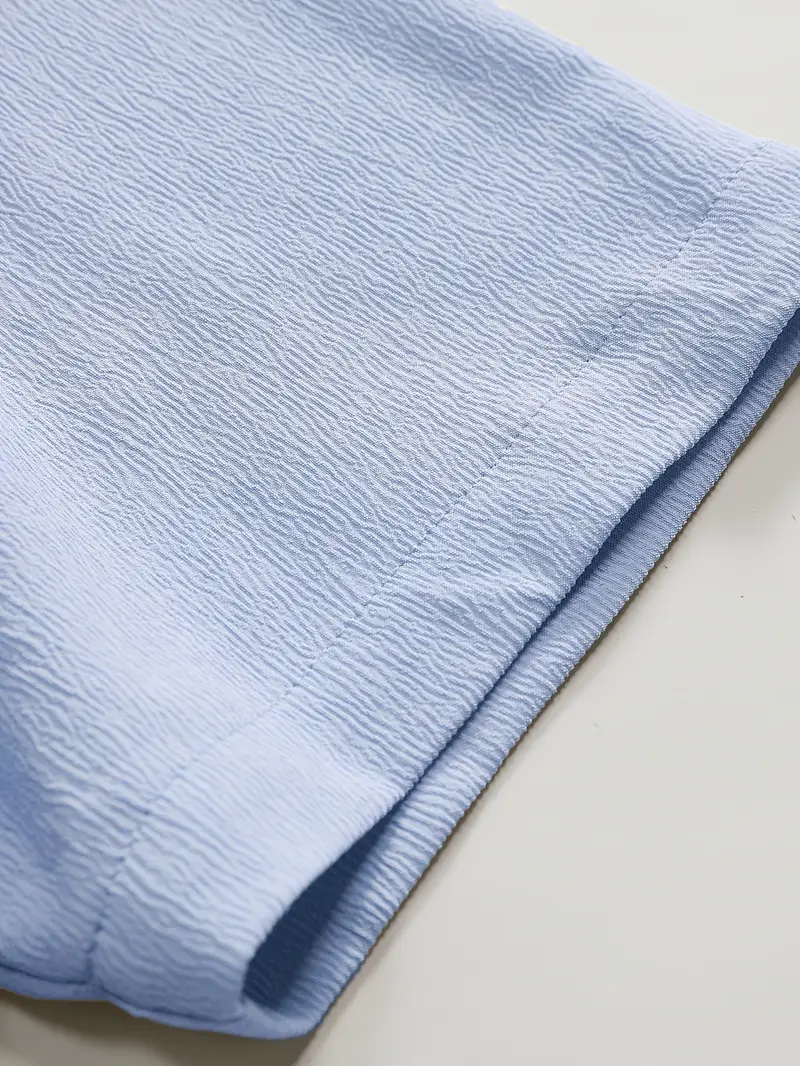 Saffron Cotton Sky Blue Band Collar Solid Shirt