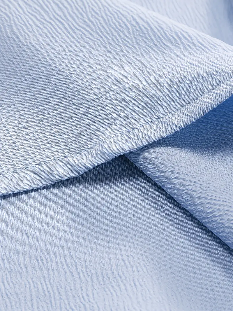 Saffron Cotton Sky Blue Band Collar Solid Shirt