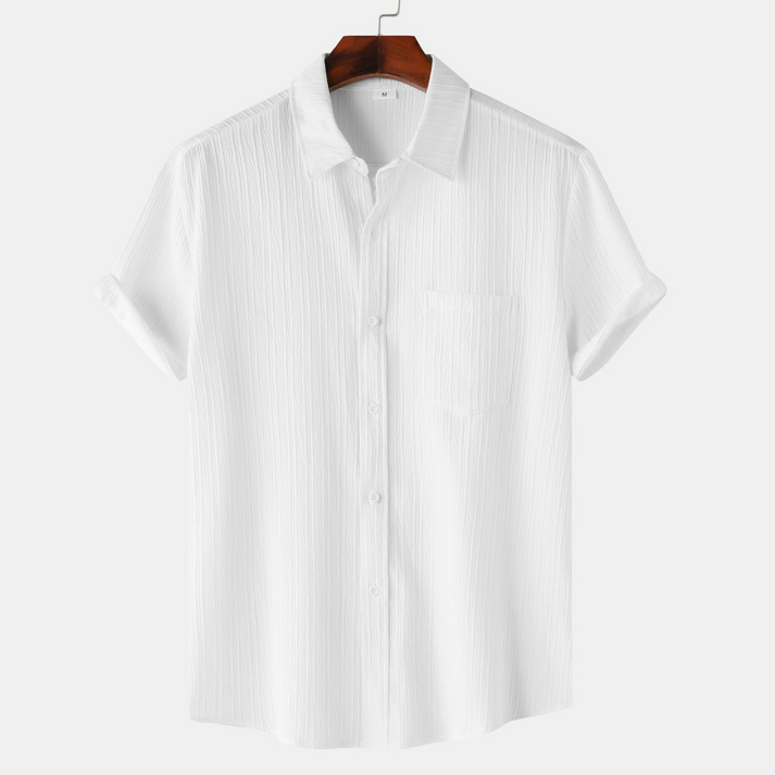 White Half Sleeve Striped Texture Premium Shirt