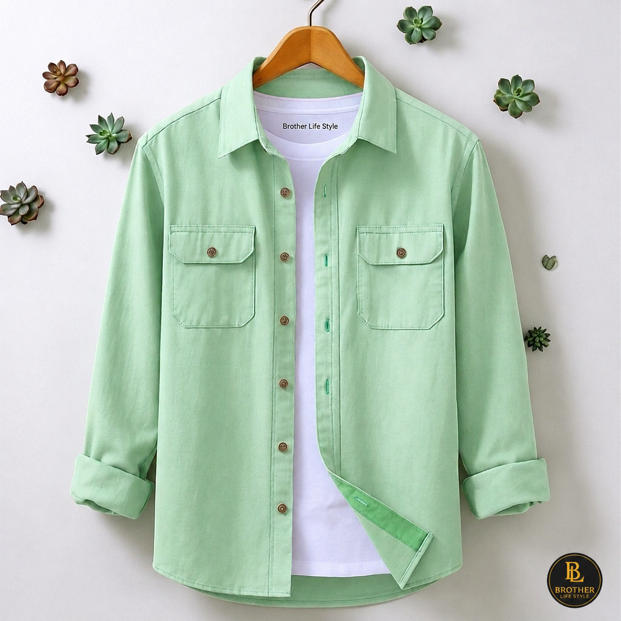 Lemon Colour Two Pocket Full Sleeve Casual Shirt