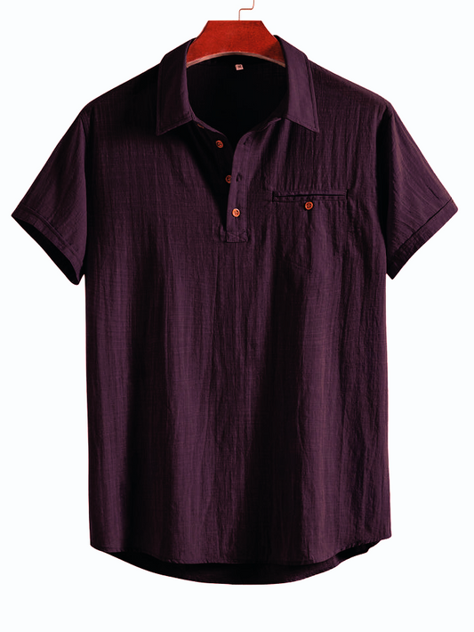Premium Cotton Spread Collar Katua Shirt Deep Plum Colour