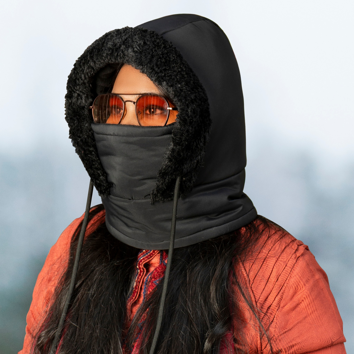 Winter Hood Cap Black colour