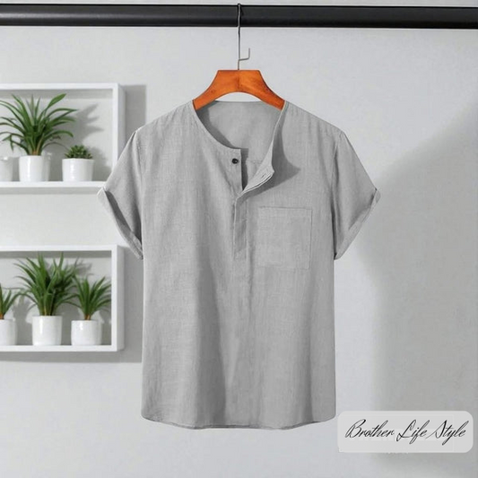 O-Nick Half Sleeve Katua Shirt Light Ash Colour