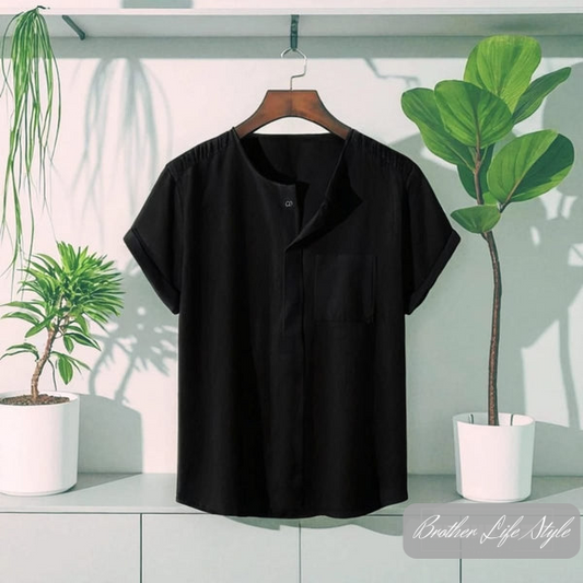 O-Nick Half Sleeve Katua Shirt Black colour