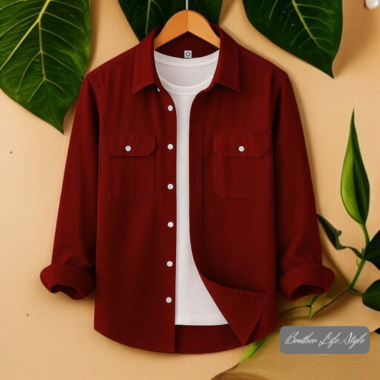 Maroon Colour Full Sleeve Casual Shirt