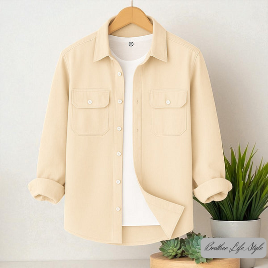 Cream Colour Full Sleeve Casual Shirt