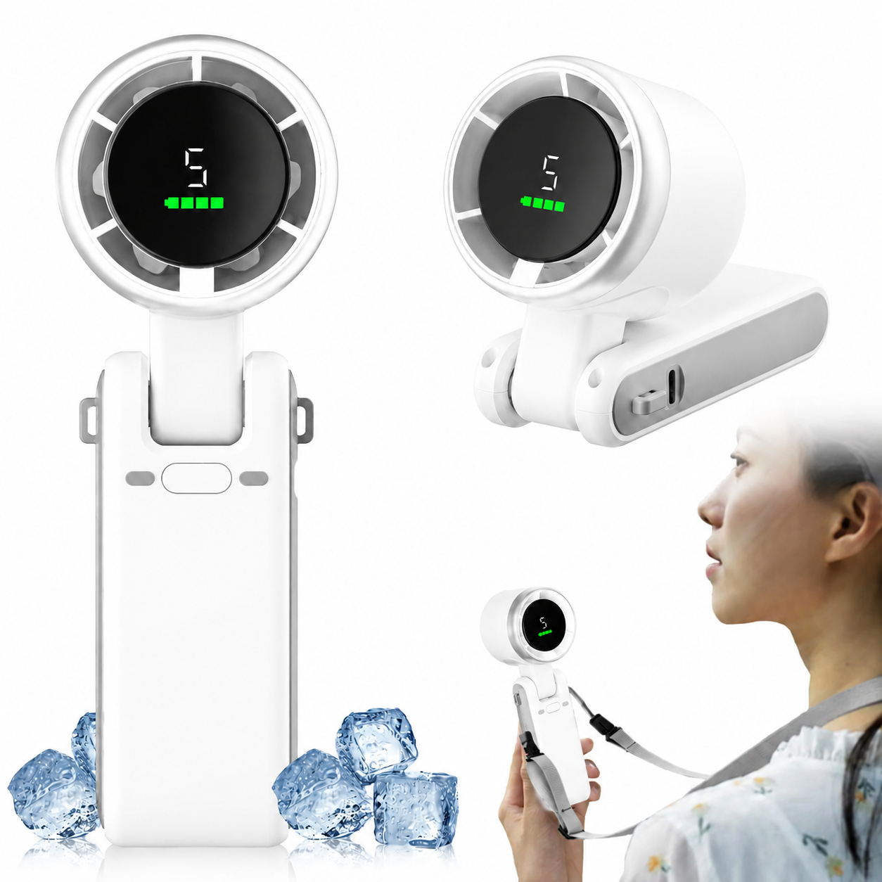 Portable Foldable Turbo Cooling Fan – Rechargeable Mini Fan (White Edition)