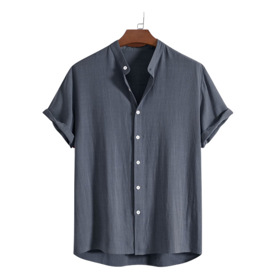 Band Collar Cotton Shirt Shurma Ash Colour