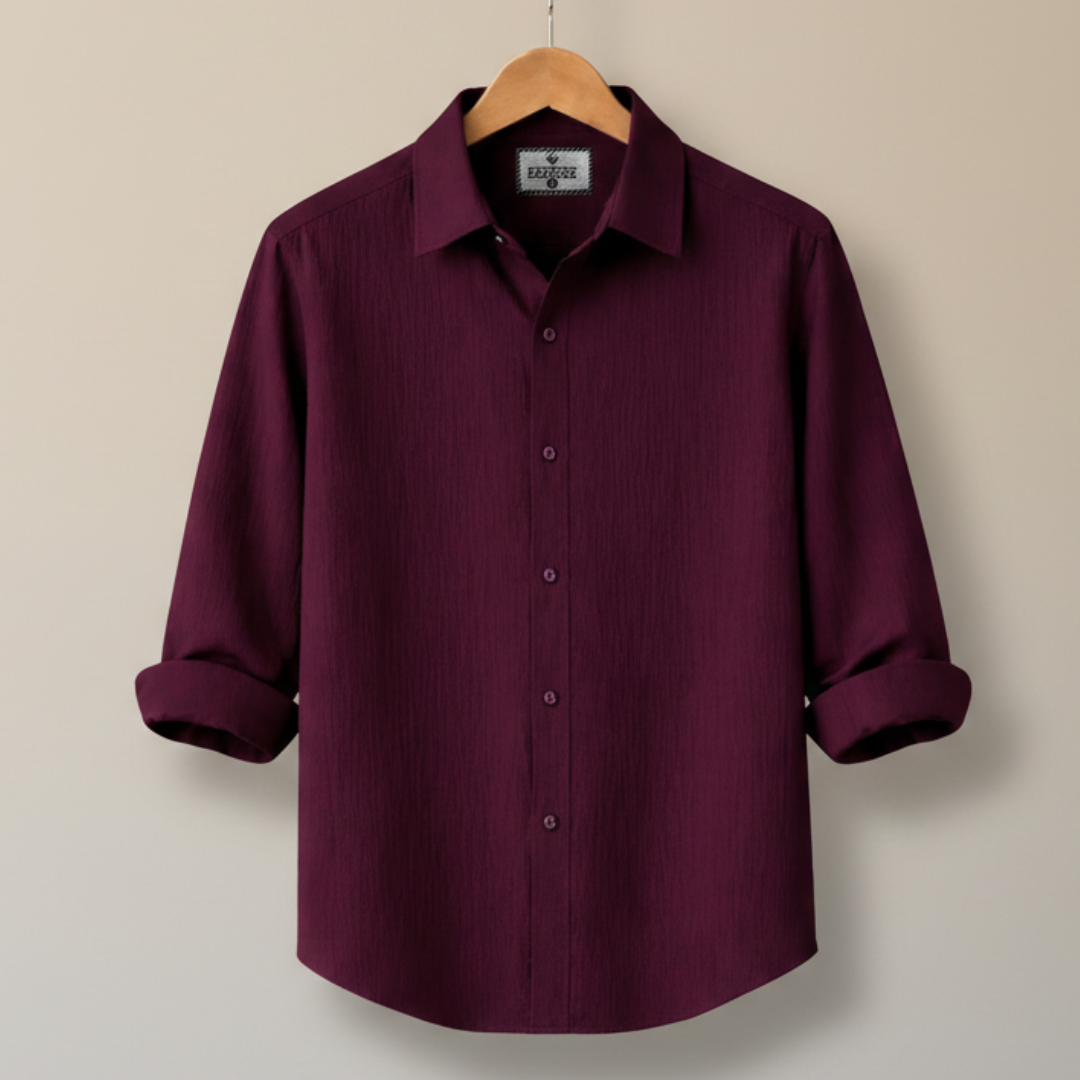 Maroon Premium Zafran Cotton Full Sleeve Shirt