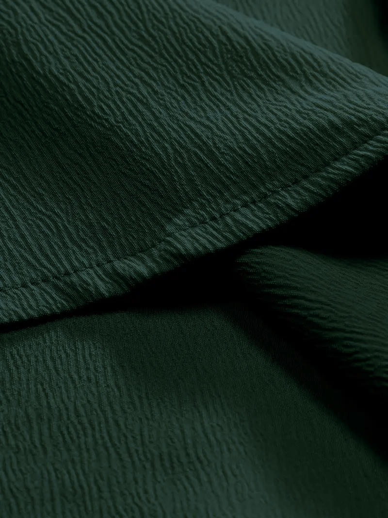 Saffron Cotton Dark Green Band Collar Solid Shirt