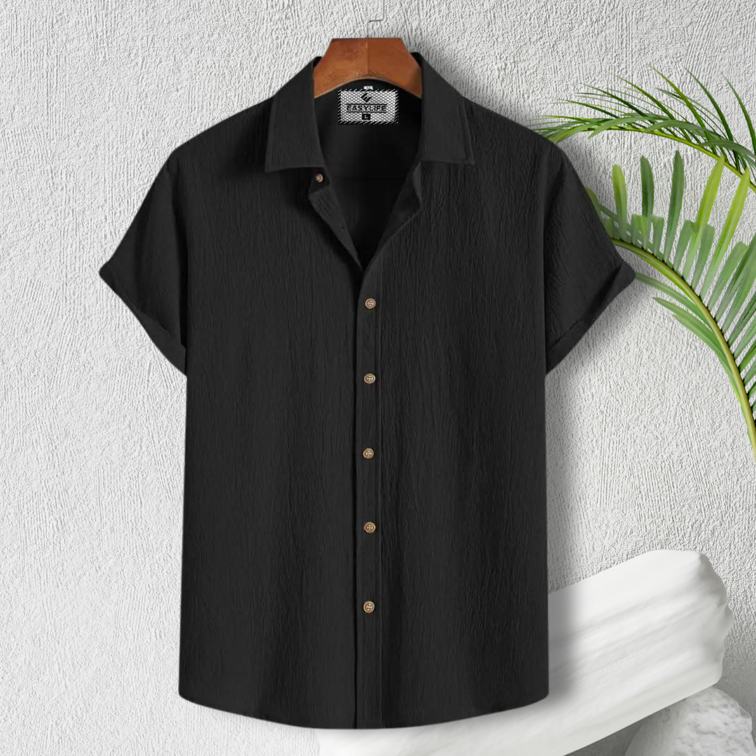 Black Colour Premium Zafran Cotton Half Sleeve Shirt