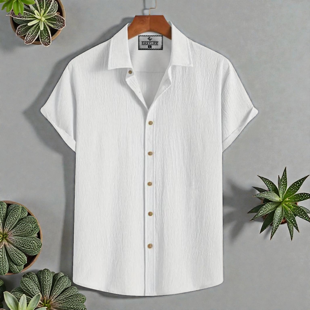 White Colour Premium Zafran Cotton Half Sleeve Shirt