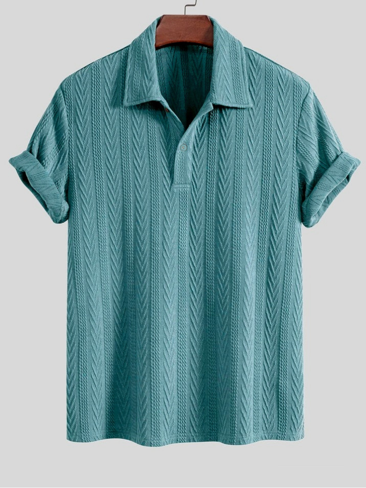 Knitted Turquoise Blue Polo Shirt