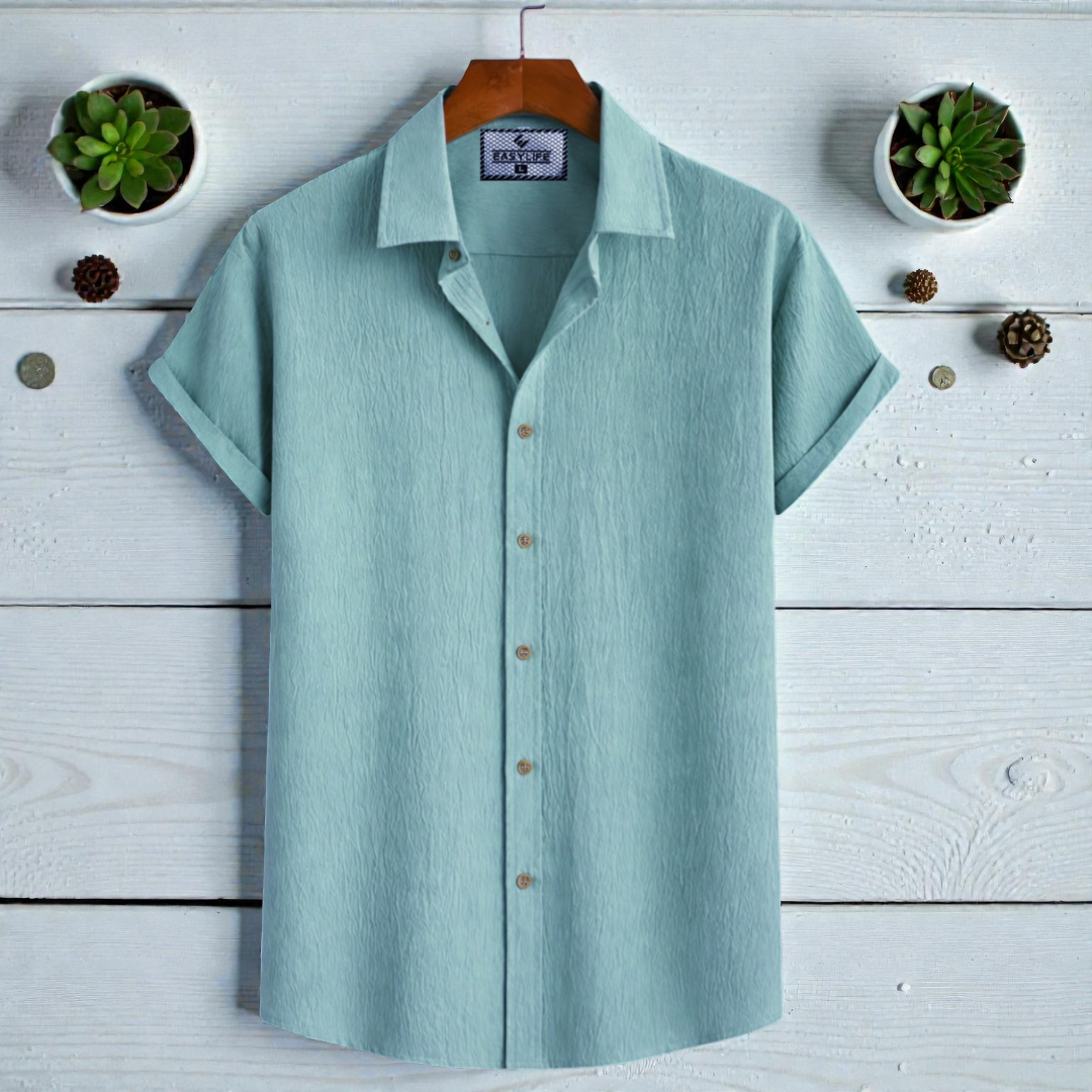 See Green Colour Premium Zafran Cotton Half Sleeve Shirt