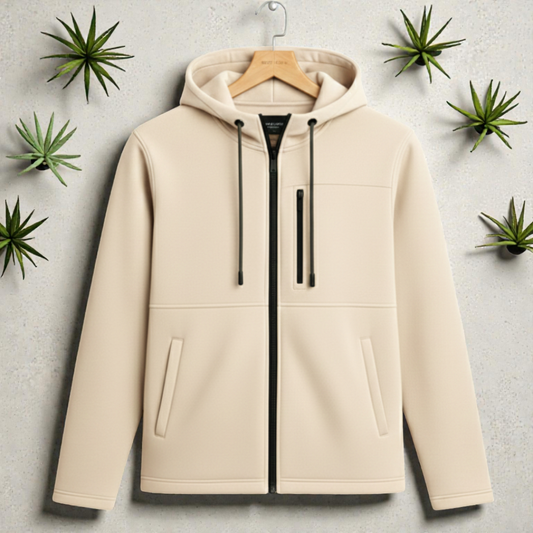 Cream - Men's Arms Full Zip Hooded Jacket