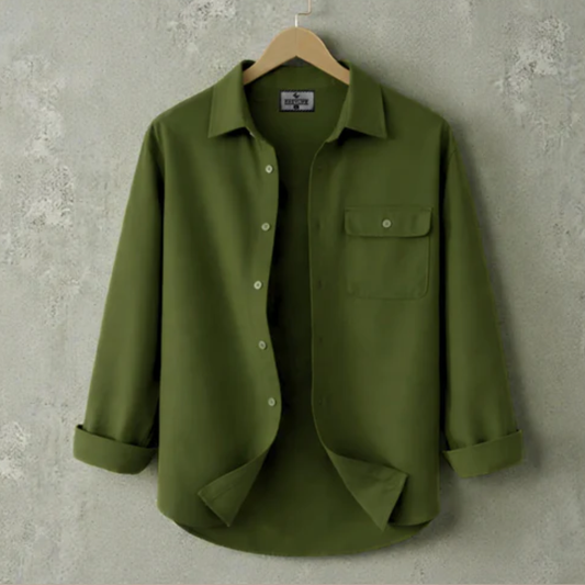 Olive Colour Single Pocket Full Sleeve Shirt