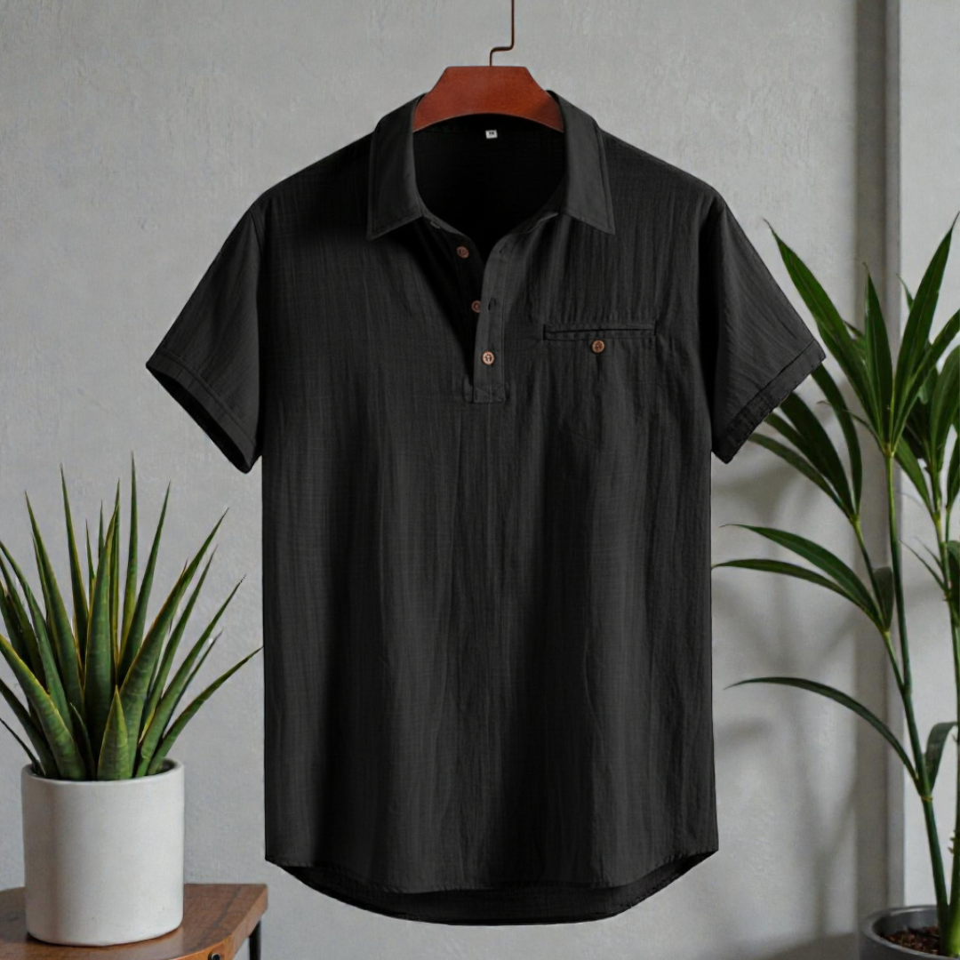 Premium Cotton Spread Collar Katua Shirt Black Colour