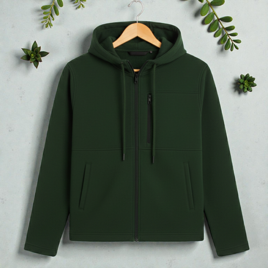 Bottle Green - Men's Arms Full Zip Hooded Jacket