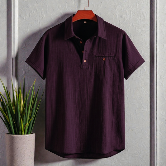 Premium Cotton Spread Collar Katua Shirt Deep Plum Colour