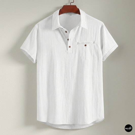 Premium Cotton Spread Collar Katua Shirt White Colour