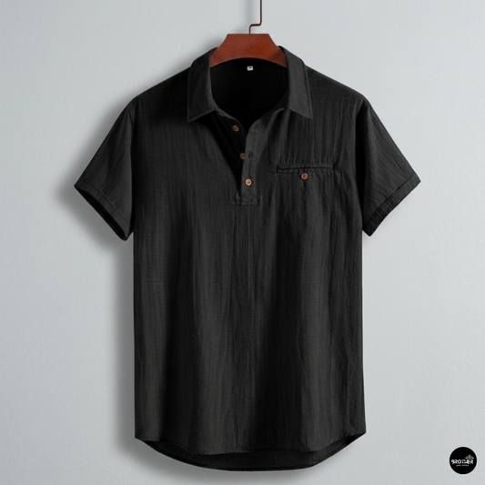 Premium Cotton Spread Collar Katua Shirt Black Colour