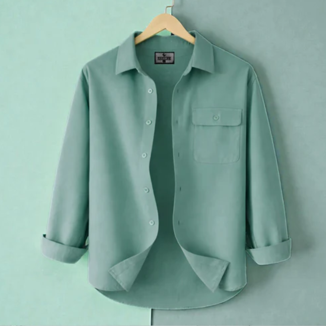 Sea Green Colour Single Pocket Full Sleeve Shirt