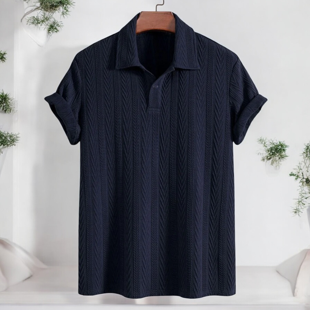 Knitted Navy blue Polo Shirt
