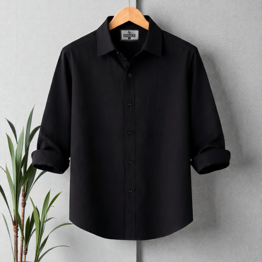 Black Premium Zafran Cotton Full Sleeve Shirt