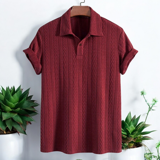 Knitted Red Maroon Polo Shirt