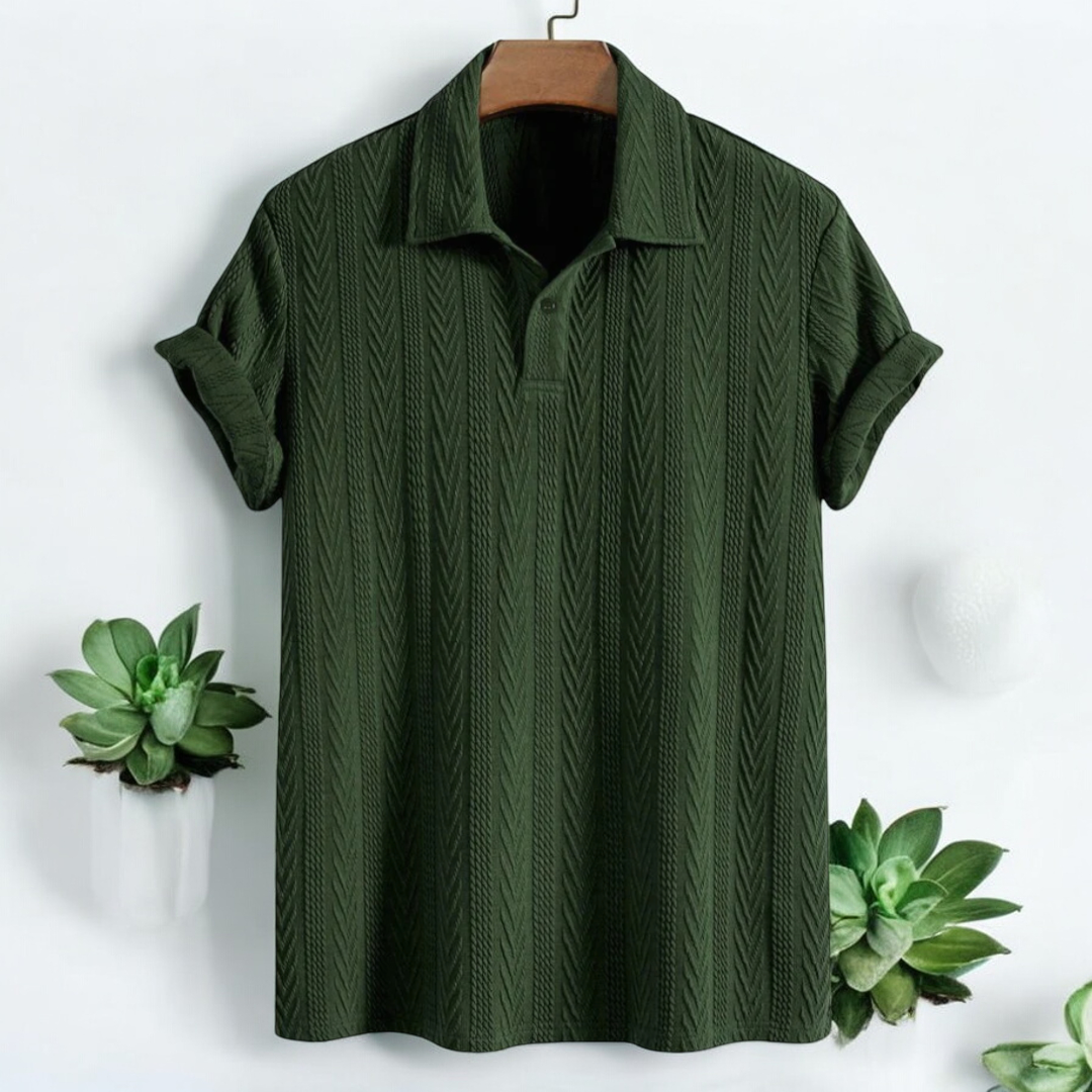 Knitted Bottle Green Polo Shirt