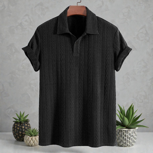 Knitted Black Polo Shirt