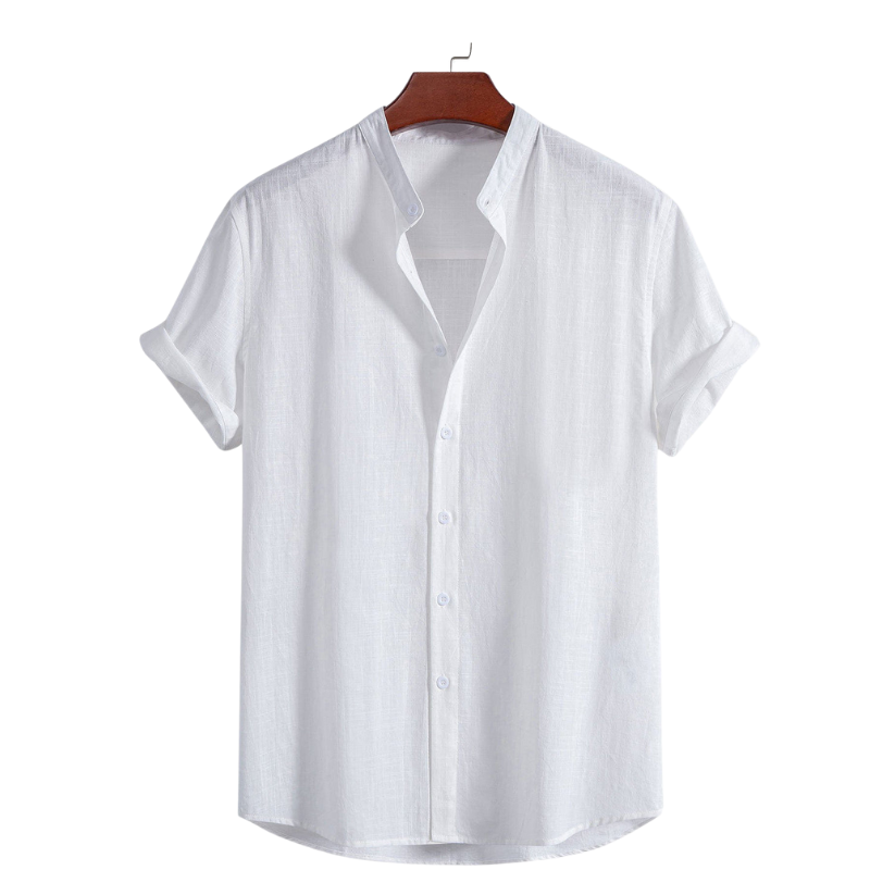 Band Collar Cotton Shirt White Colour